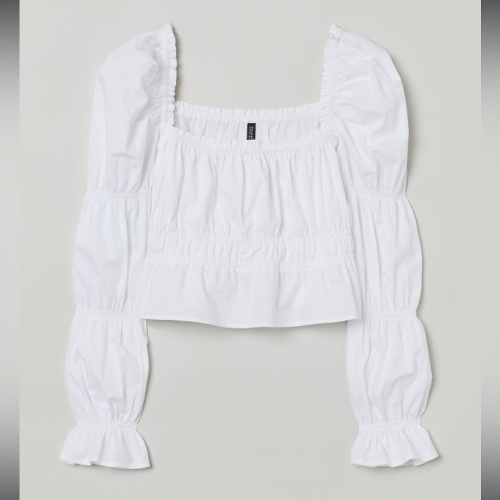 New H&M white cropped puff sleeve top
